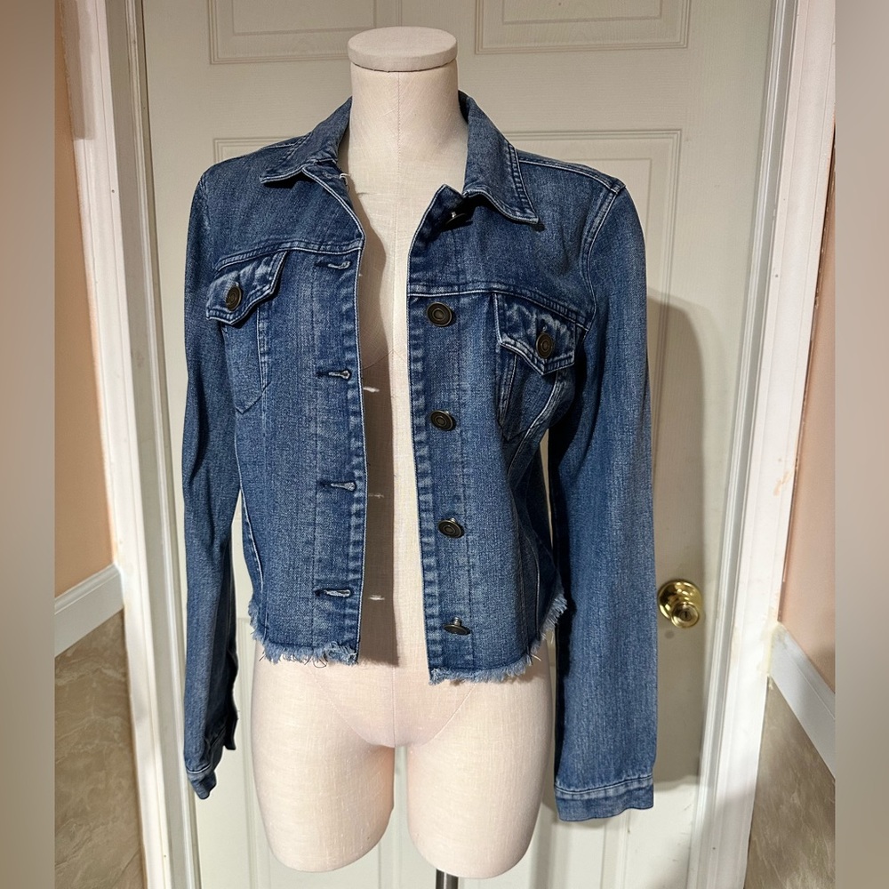 Dark Denim distressed edged jacket